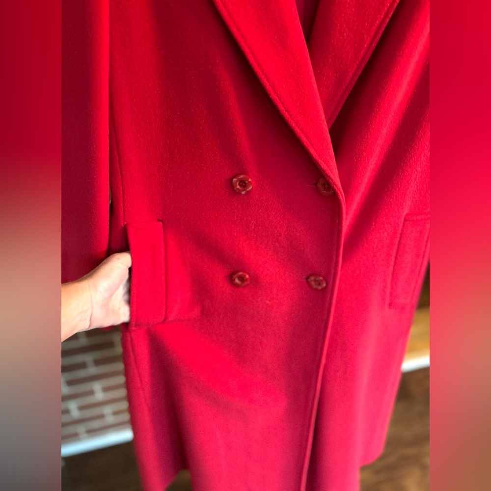 Vintage Red 100% Cashmere Long Coat Old Money Quiet Luxe Chic - Picture 3 of 7